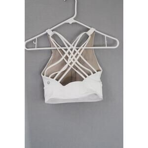 Lululemon White Free To Be Longline Sports Bra Size 4 High Neck